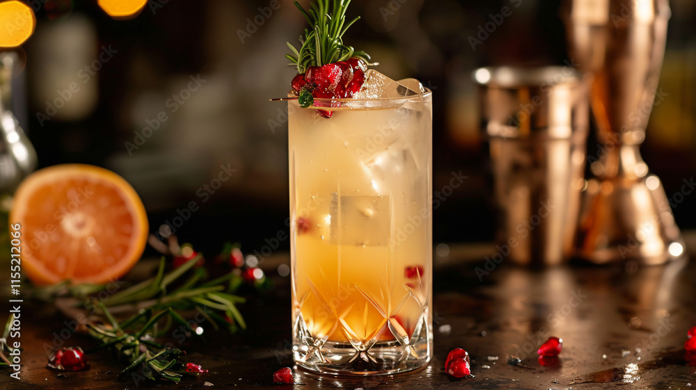 A refreshing cocktail elegantly isolated on a black background. The drink appears chilled with visible ice cubes. A refreshing cocktail elegantly isolated on a black background. The drink appears chilled with visible ice cubes.