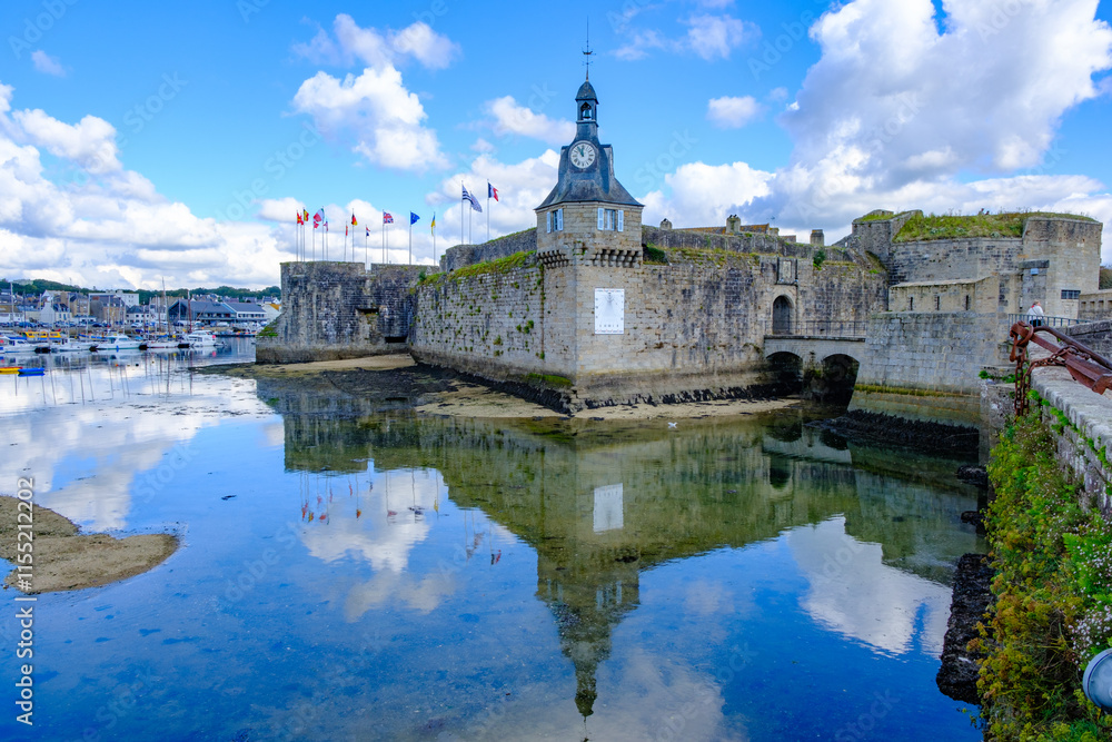city wall, moat and harbor of Concarneau in France city wall, moat and harbor of Concarneau in France