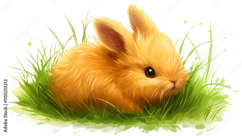 fluffy baby rabbit with endearing eyes sits in lush green grass, surrounded by serene natural setting. soft fur and gentle expression create peaceful and heartwarming scene fluffy baby rabbit with endearing eyes sits in lush green grass, surrounded by serene natural setting. soft fur and gentle expression create peaceful and heartwarming scene