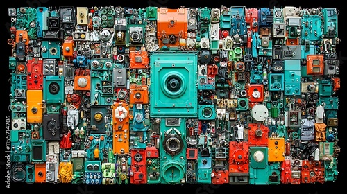 A Colorful Collage Of Assorted Vintage Electronic Devices photo