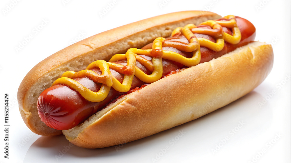 Classic hot dog with ketchup and mustard. Classic hot dog with ketchup and mustard.