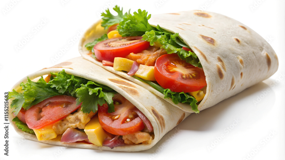 Breakfast Wrap isolated on white background Breakfast Wrap isolated on white background