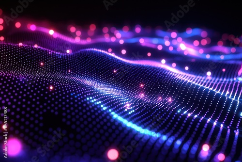 Abstract scatter plot with neon points over black.