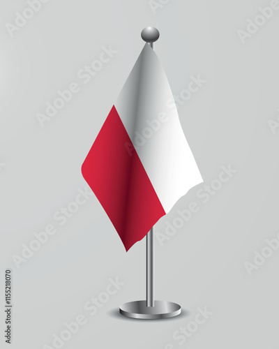 Polish National Flag on Stand. Polish flag representation for official meetings, conferences, official events and international events of the country.