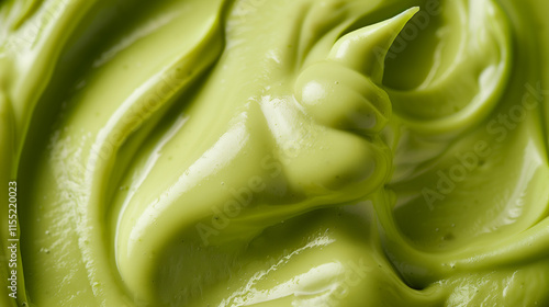 Close-up of smooth and rich green avocado cream
