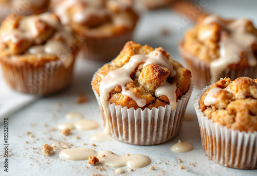Cinnamon sugar monkey bread muffins with creamy glaze