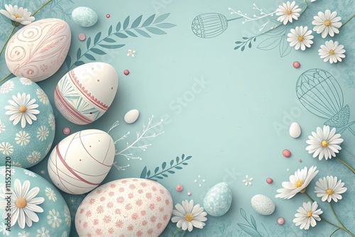 Background Happy Easter Design with Vibrant Colors, Holiday Symbols, and a Touch of Spring Magic.