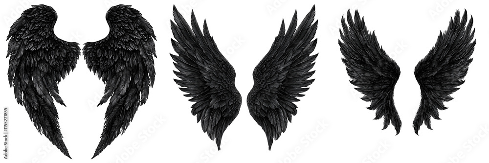 set of A Black vector set of wing tattoo designs Transparent Background set of A Black vector set of wing tattoo designs Transparent Background