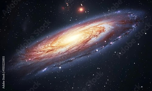 Andromeda galaxy glow surrounded by countless stars video animation. Radiant cosmos, galactic formation cosmic animated footage HD clip seamless motion graphics. Outerspace concept