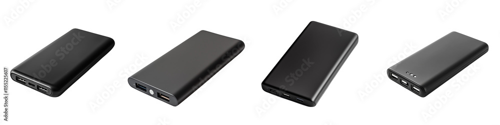 set of A Black power bank, PNG format Transparent Background set of A Black power bank, PNG format Transparent Background