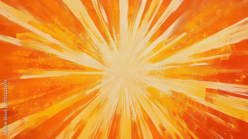 Obraz premium Vibrant sunburst pattern in orange and yellow hues radiating from the center
