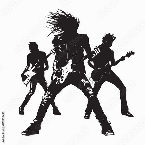 Rock Band Silhouette Concert vector image isolated on white background.