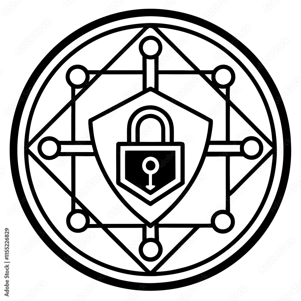 Cybersecurity Line Art Vector Design Cybersecurity Line Art Vector Design