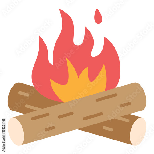 Illustration of Bonfire Flat Icon Design