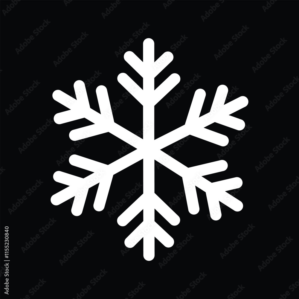 Snowflakes vector icon, White snowflake icon isolated on black background, Snow flake silhouette, Winter element. Vector illustration eps10 Snowflakes vector icon, White snowflake icon isolated on black background, Snow flake silhouette, Winter element. Vector illustration eps10