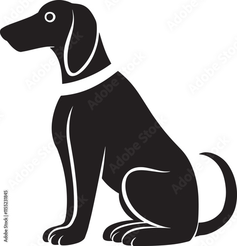 A charming black silhouette illustration of a dog 