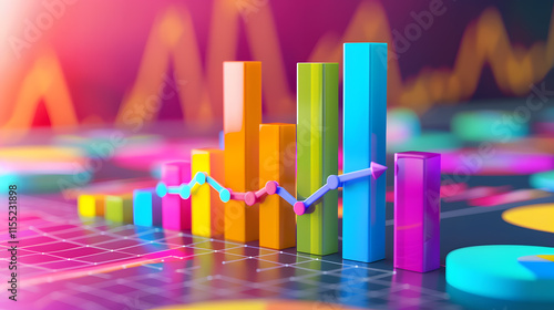 Sales data analysis vibrant bar charts and growth