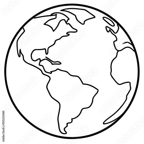 Earth Globe Line Art Vector Illustration