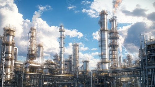 Wallpaper Mural A modern industrial complex with towering structures and pipes under a blue sky. Torontodigital.ca