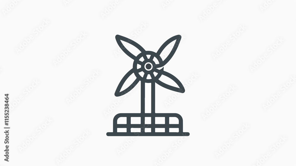 Wind Turbine Icon for Energy Concepts and Renewable Power Sources Wind Turbine Icon for Energy Concepts and Renewable Power Sources