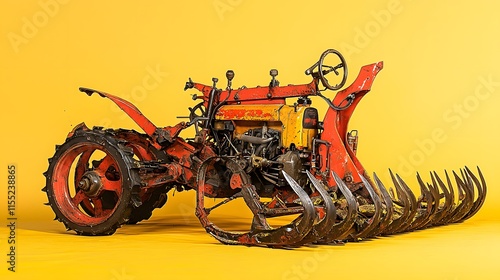 Vintage Farm Tractor With Attached Cultivator