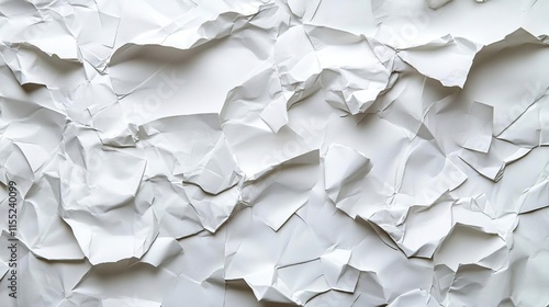 a close up of a white wall with a bunch of crumpled paper photo