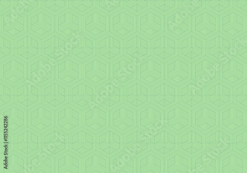 Fondo de patrón de líneas geométricas en cubo sobre fondo verde