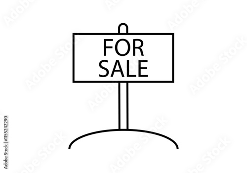 Icono negro de cartel con poste de en venta