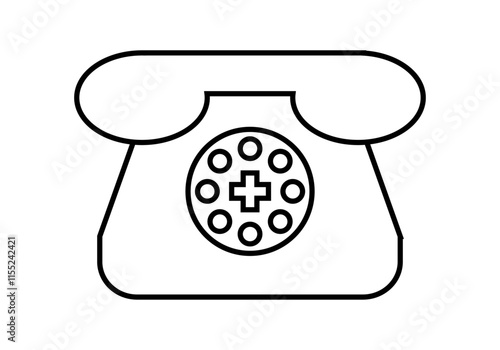 Icono negro de teléfono de urgencia sanitaria 