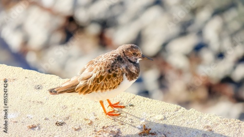 the beautiful bird of the black - - headed gull ( phalus cardus rididus ) on the rock in the sea, in the photo