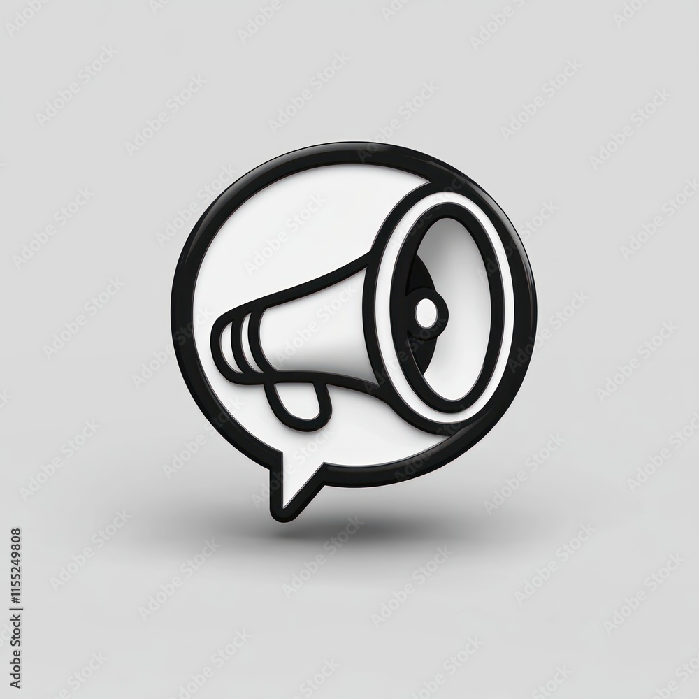 Fototapeta premium Megaphone in speech bubble, announcement concept.