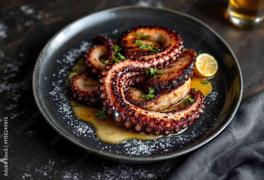 Grilled Octopus and Pork Belly as an appetizer Grilled Octopus and Pork Belly as an appetizer