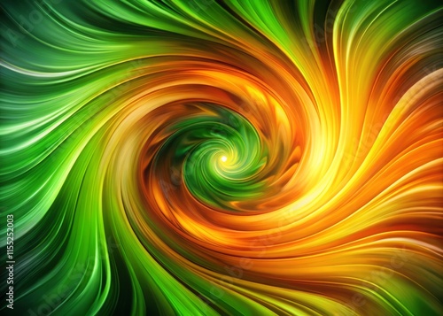 Abstract Green Orange Swirl Background Texture: Action Shot - Dynamic Fluid Art