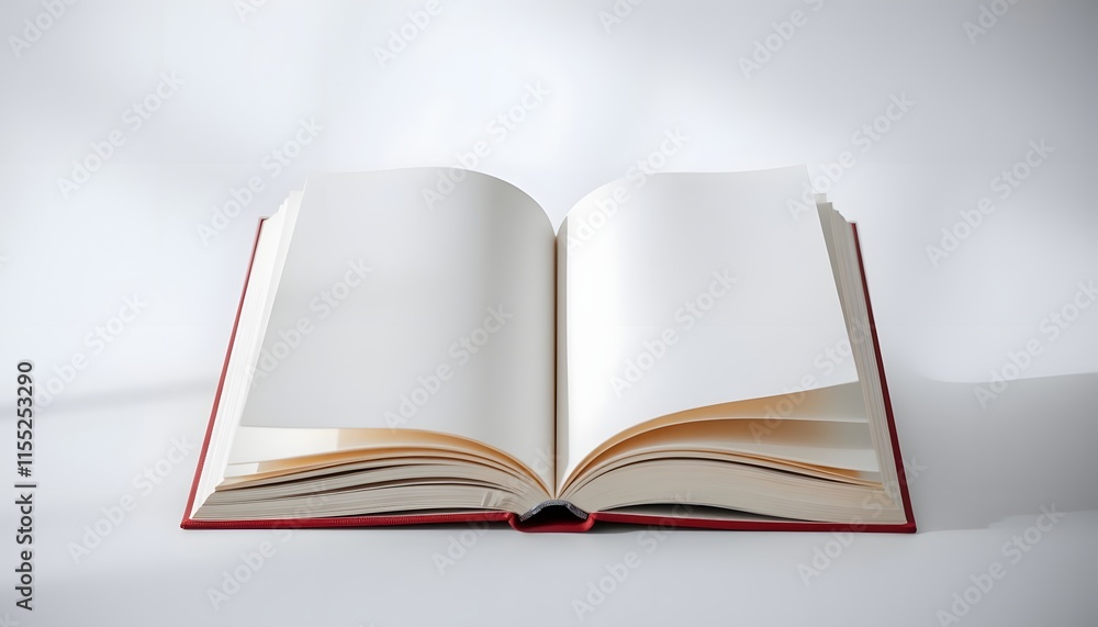 Open Red Book with Blank Pages Ready for Design Open Red Book with Blank Pages Ready for Design
