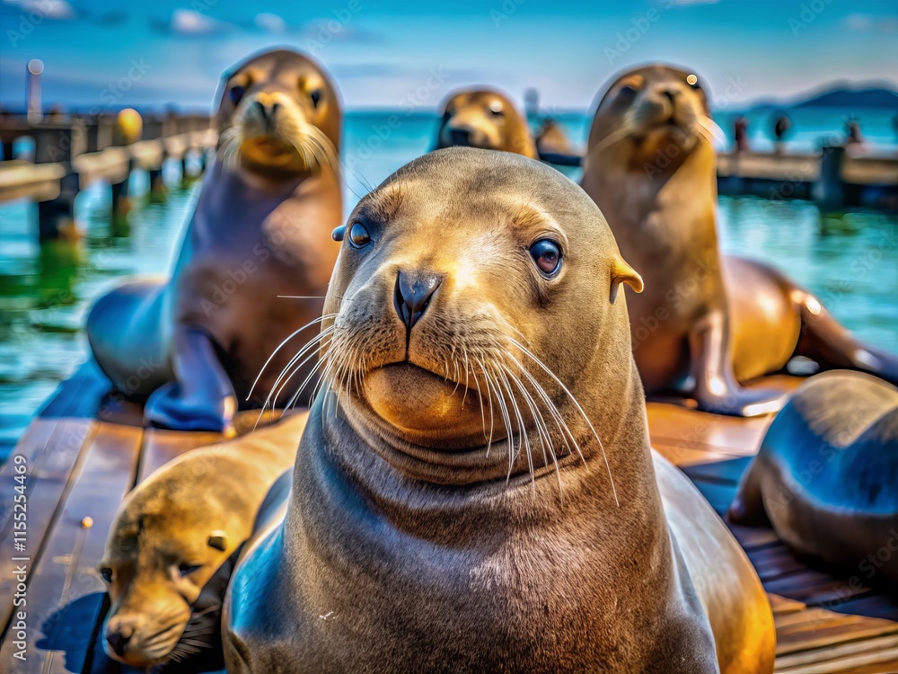 Fototapeta premium California Sea Lion Pier Close Up Photography: Majestic Marine Mammals