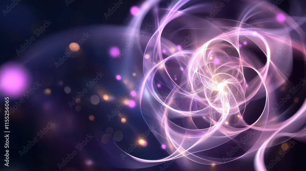 Swirling abstract patterns create a mesmerizing visual effect with glowing lights and soft hues Swirling abstract patterns create a mesmerizing visual effect with glowing lights and soft hues