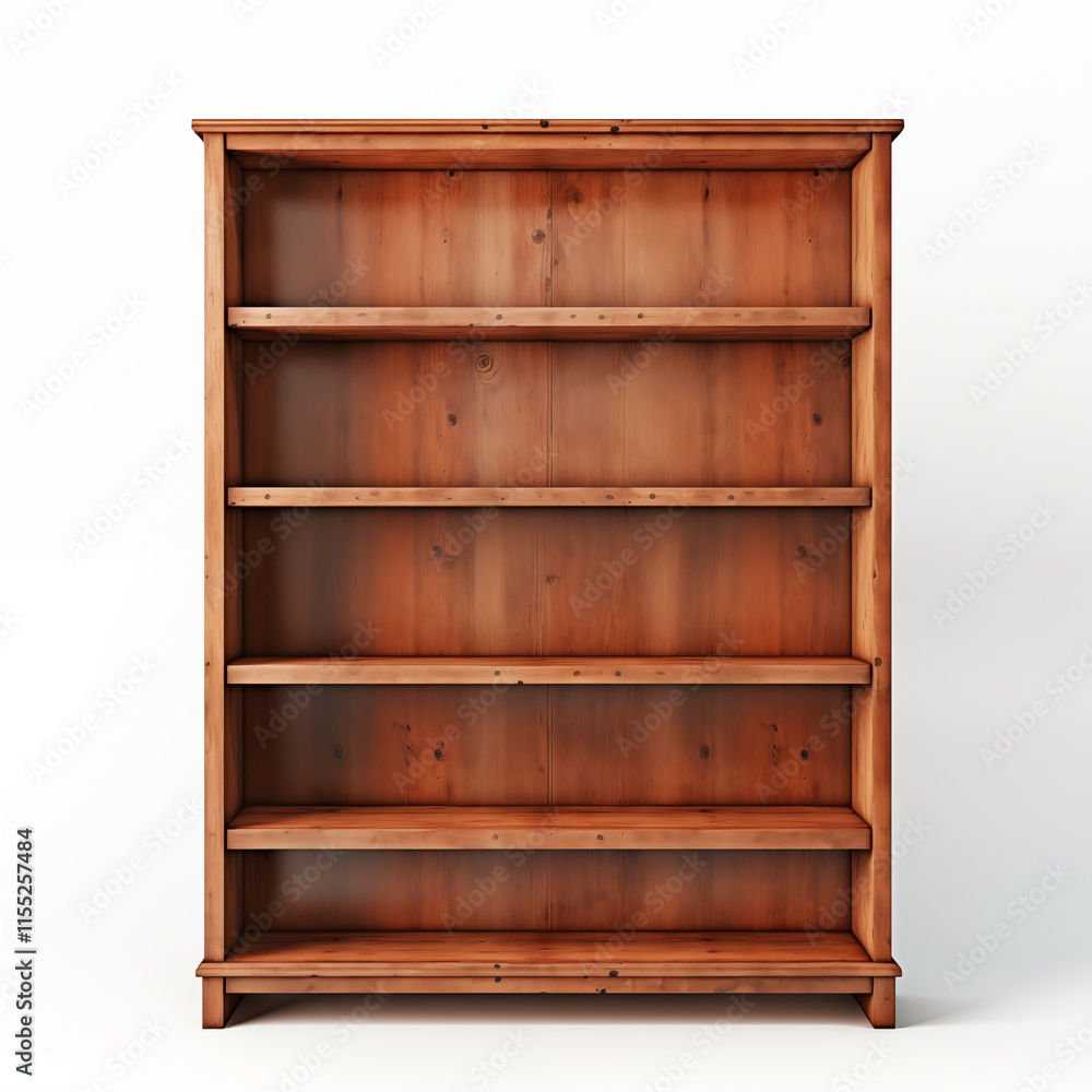 Empty Wooden Bookcase Five Shelves Rustic Style Empty Wooden Bookcase Five Shelves Rustic Style