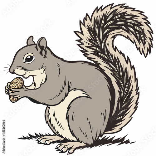 Wallpaper Mural A charming vector illustration of a squirrel munching on a nut, perfect for nature and wildlife-themed designs. Torontodigital.ca