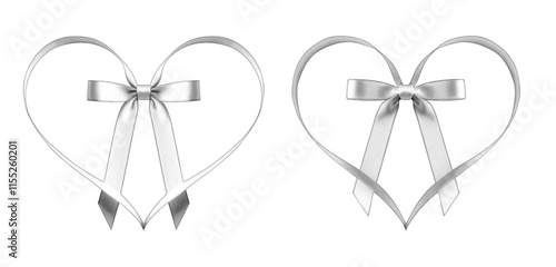 Romantic silver ribbon heart for festive holiday gifts