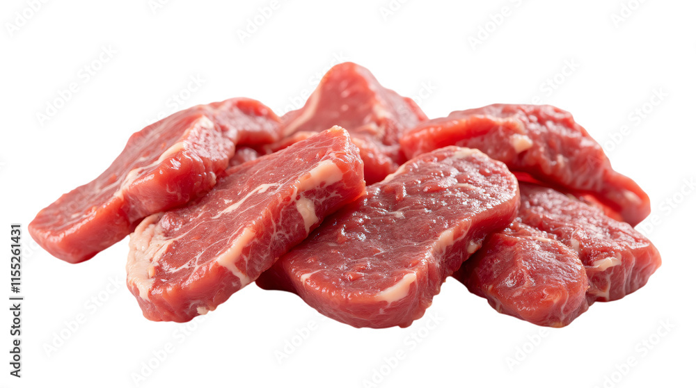 Raw Beef Slices Isolated on a Transparent Background (PNG). Raw Beef Slices Isolated on a Transparent Background (PNG).
