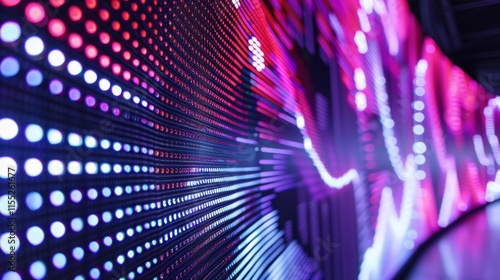 Concert stage adorned with interactive LED panels, creating a dynamic visual display  ,close-up