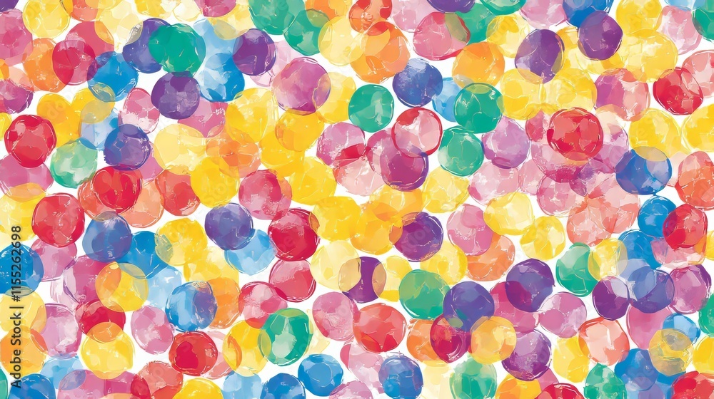 Cheerful Abstract Background, Vibrant Colorful Circles Pattern, Festive Design Element