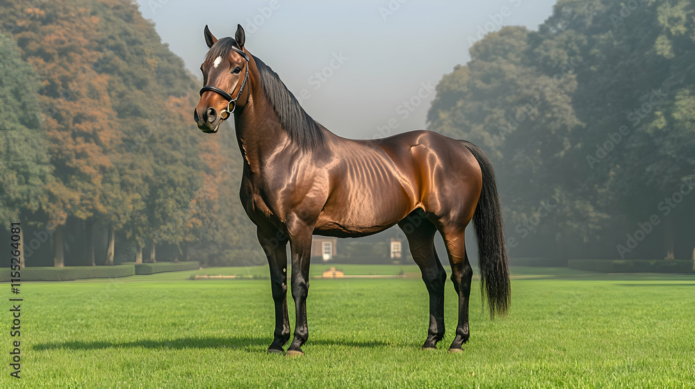 Majestic Brown Horse in Green Pasture Majestic Brown Horse in Green Pasture