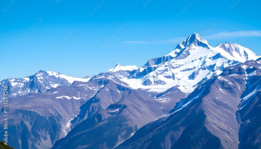 Majestic Snow-capped Mountains Under a Clear Blue Sky Majestic Snow-capped Mountains Under a Clear Blue Sky