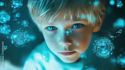 Young boy looking at the future