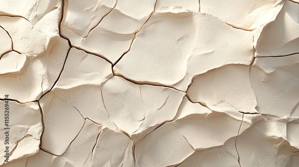 Close-up Photo: Intricately Cracked Cream-Colored Clay Texture Mockup. AI Generated Close-up Photo: Intricately Cracked Cream-Colored Clay Texture Mockup. AI Generated