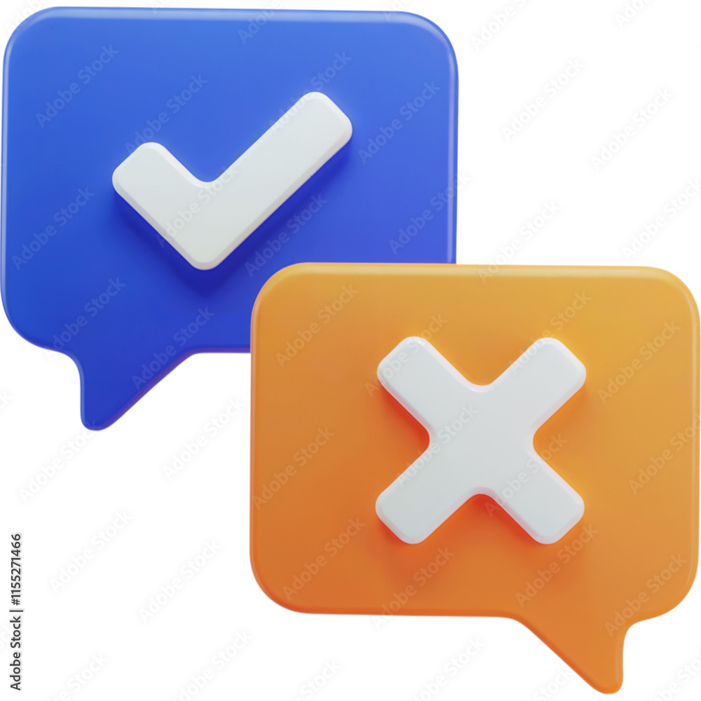 Two blue and orange check boxes with an X in the middle Two blue and orange check boxes with an X in the middle