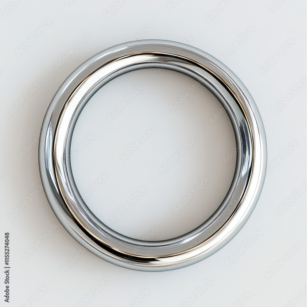 Shiny chrome ring on minimalist white background Shiny chrome ring on minimalist white background