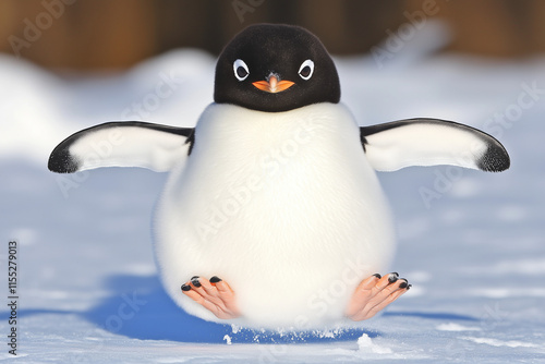 penguin on snow photo