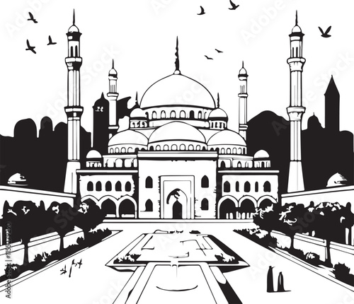 A majestic mosque stand vector art illustration